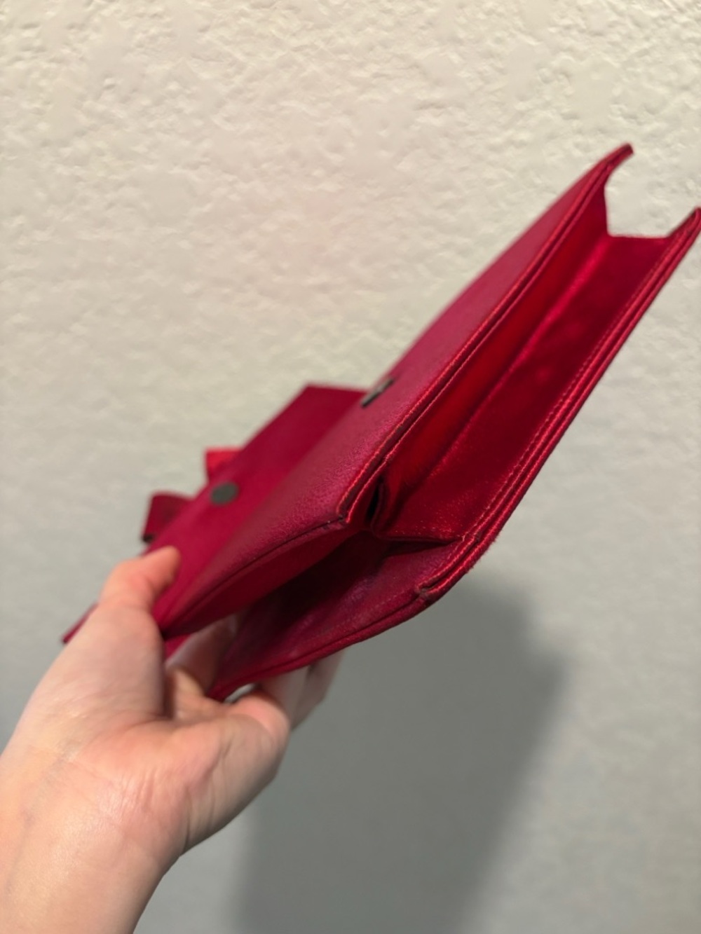Yves Saint Laurent Red Satin
Bow Clutch with Crystal Accent - Picture 8 of 15